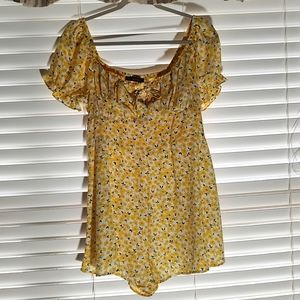 Yellow Floral Short Romper